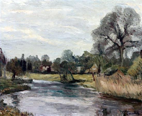 § Ronald Ossory Dunlop (1874-1973) River landscape 20 x 24in.